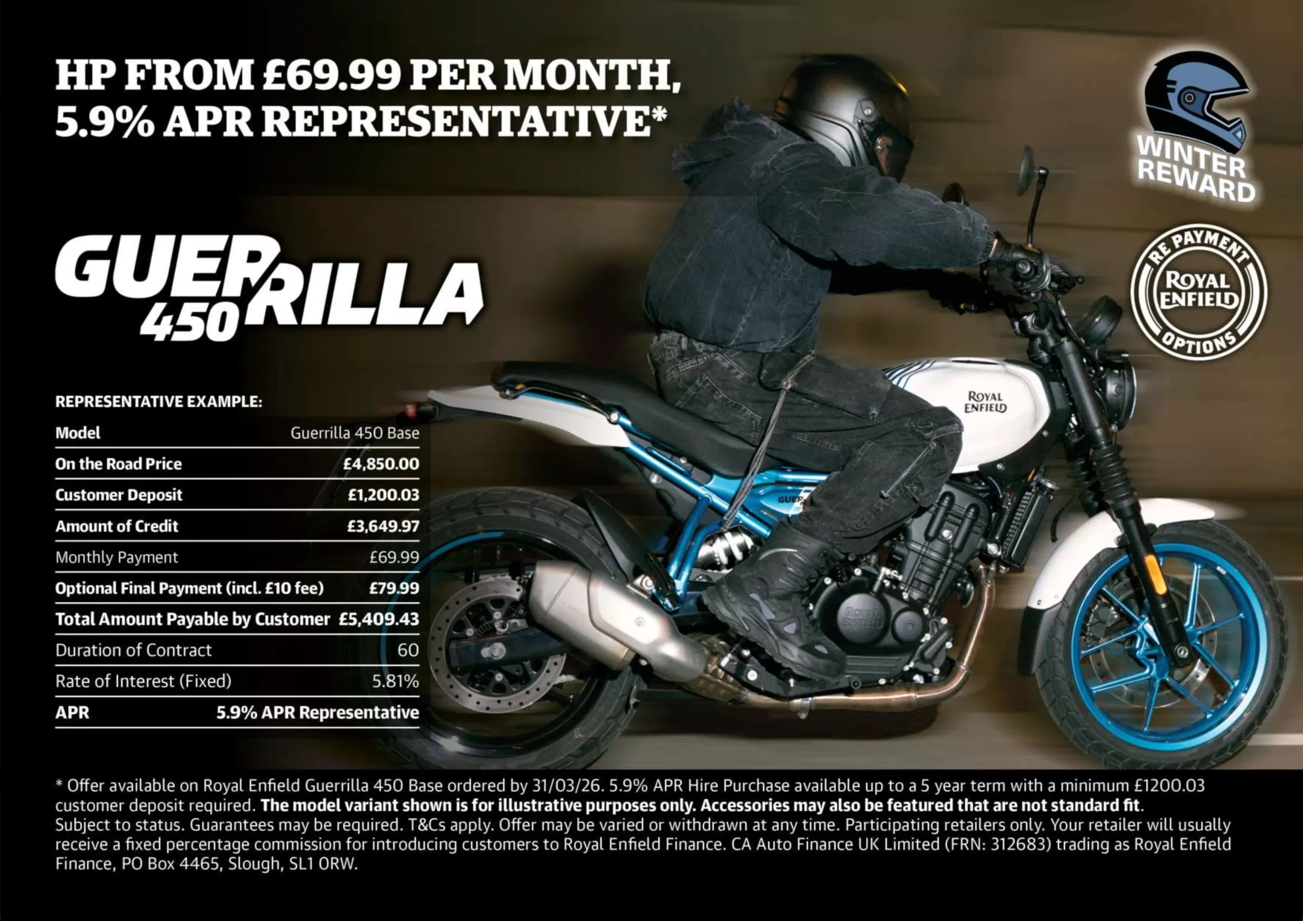 Guerrilla 450 - HP From £69.99 Per Month, 5.9% APR*